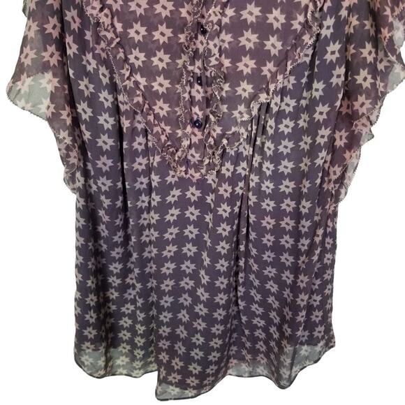 DVF Diane Von Furstenberg Celestial Star Silk Blouse Whimsigoth Cottage Fairy 4 - Picture 3 of 6